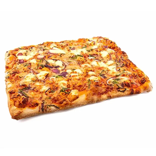 Pizza de pollo con verduras