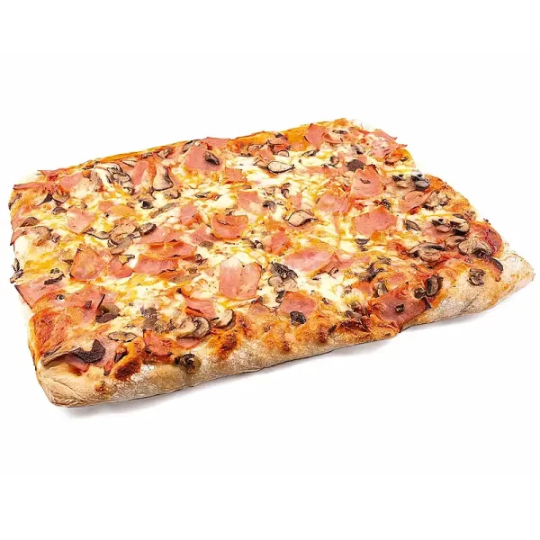 Pizza de jamón cocido y champiñón